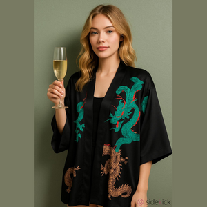 Vintage Black Dragon Robe Unisex